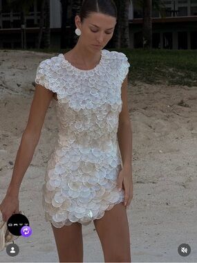 GEM SHELL MINI DRESS - Hand-stitched Seashell Mini Dress